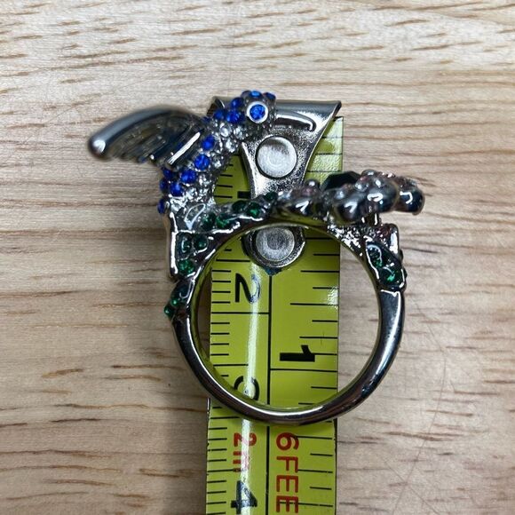 Silver Hummingbird Ring, Stamped .925, 4-D Ring, Women's Statement Piece - Picture 7 of 13